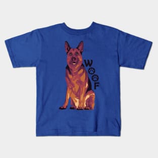 German Shepherd Says Woof Kids T-Shirt